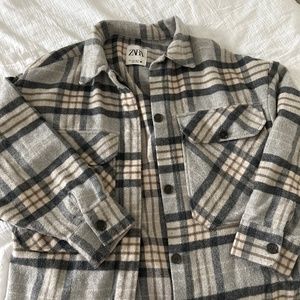 Zara plaid oversized blazer button up